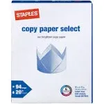 Staples Select Copy Paper, 8.5" x 11", 20 lbs., White, 500 Sheets/Ream, 10 Reams/Carton (20472)