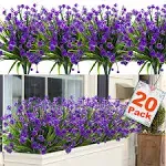 TURNMEON 20 Bundles Artificial Flowers for Outdoor Summer