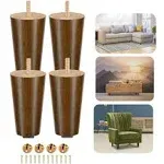 Yes4All 8 Inches Bore Round Walnut Solid Wood Furniture Legs Set of 4