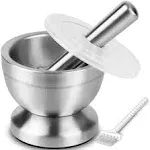 18/8 Stainless Steel Mortar and Pestle with Brush Spice Grinder Pill Crusher ...