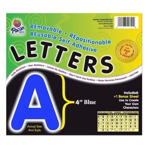 Trend Ready Letters Sparkles Letter Set, Blue Sparkle, 4"H,