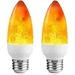 LED Flame Effect Light Bulb E26 Flickering Candelabra Light Bulbs 4w Warm Yellow Candle Bulbs with Gravity Sensor Flickering Light Bulbs for Vintage Indoor Outdoor Decor (Yellow)