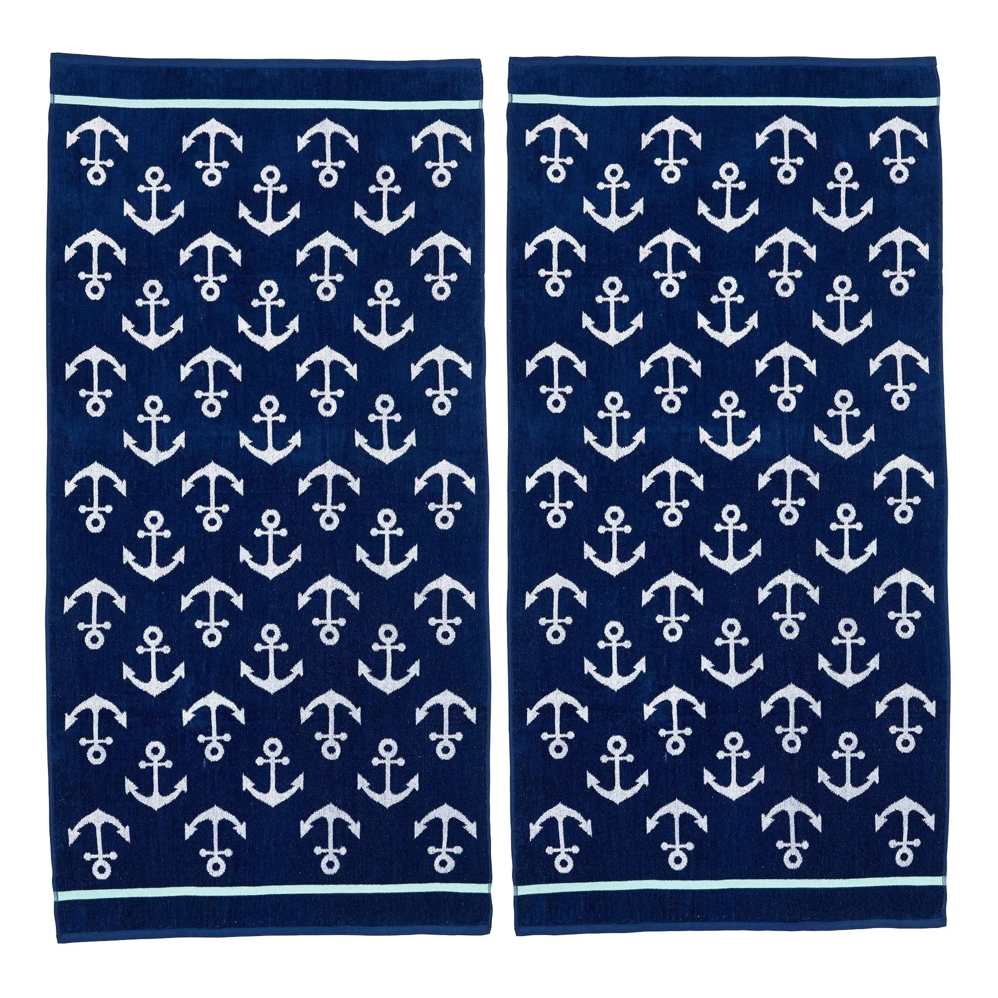 Market & Place 2 Piece Printed Cotton Velour Beach Towel Set