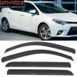 Window Visors Compatible with 2014-2019 Toyota Corolla Dark Smoke Car