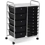 Costway 15 Drawer Rolling Organizer Cart Utility Storage Tools Scrapbook Paper Multi-Use - Black