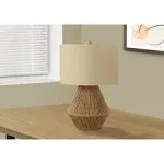 Monarch Specialties 22 in. Lighting Rope & Shade Transitional Table Lamp Brown & Beige