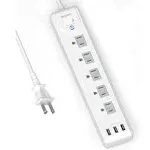 2 Prong Power Strip, WRXDMC 2 to 3 Outlet Adapter, 5 Ft, White 