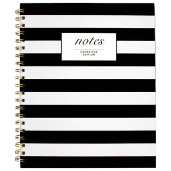 Cambridge 59010 Wirebound Hardcover Black and White Striped 11" x 8 7/8" Legal Ruled Notebook - 80 Sheets