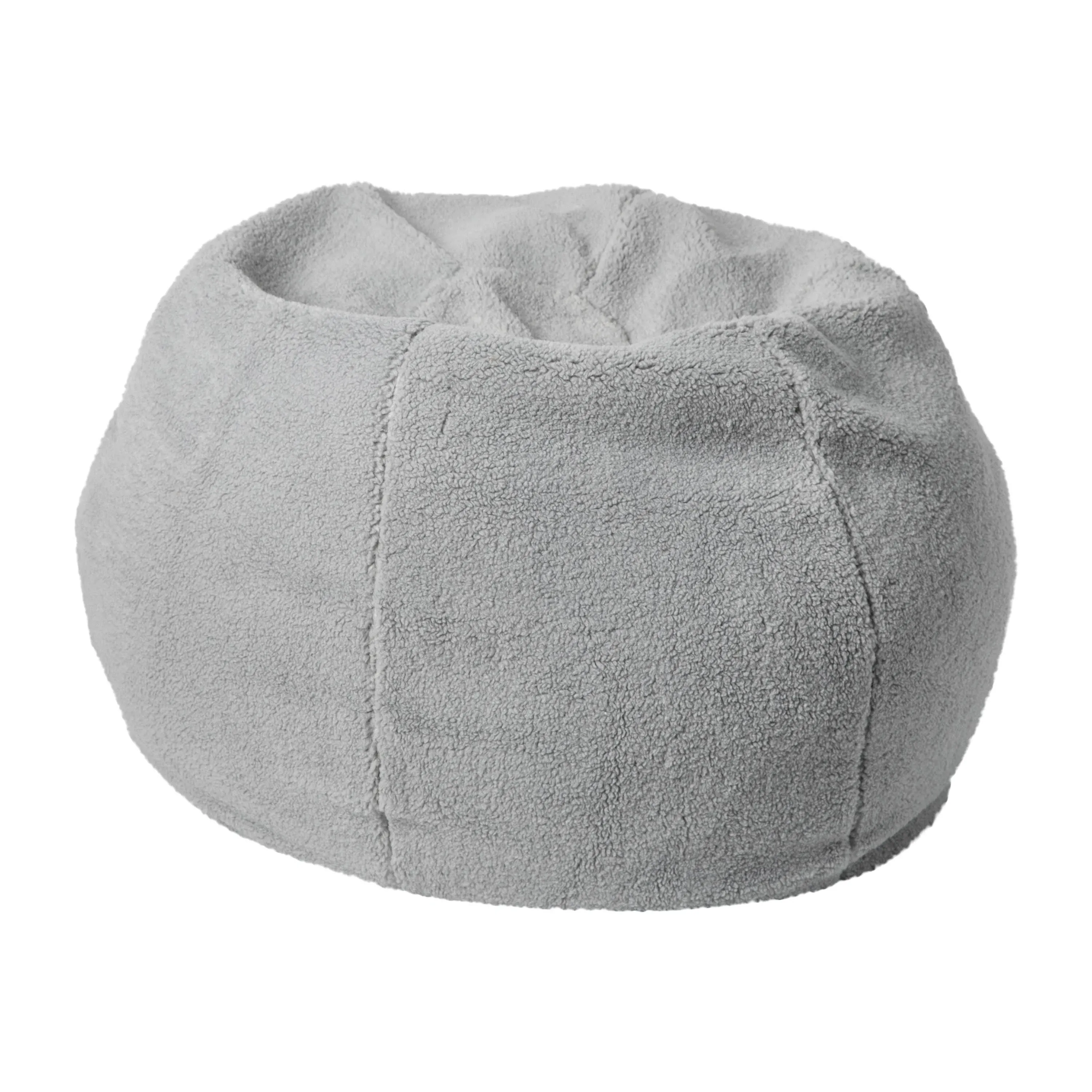 Flash Furniture Dillon Sherpa Bean Bag Chair, Classic Refillable Bean Bag Chair for Kids and Teens, Small, Gray