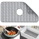 Sink Protectors for Kitchen Sink 16x12 & 18x12 & 19x13 & 24x12.5 & 26x14 & 28x14 & 29x15,Silicone kitchen sink mats protector for bottom of farmhouse sink(16.2"×12.5"Gray)