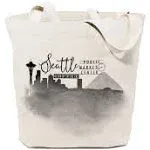 Seattle Cityscape Cotton Canvas Tote Bag