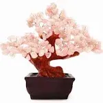 Feng Shui Quartz Crystal Money Tree Bonsai Style Decoration for Luck and Wealth (Pink)