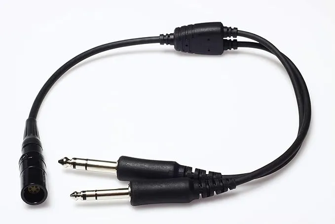 General Aviation (GA) Twin Plugs to Bose 6 Pin LEMO Adapter