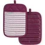 KitchenAid Albany Pot Holder 2-Pack Set, Beet, 7"x10"