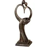 Touch of Class Everlasting Love Sculpture Bronze One Size, Crafted from Resin, Measures 20 inches in Height - Modern Decorative Sculptures for Table, Wedding, Anniversary - Sign of I Love You Statue