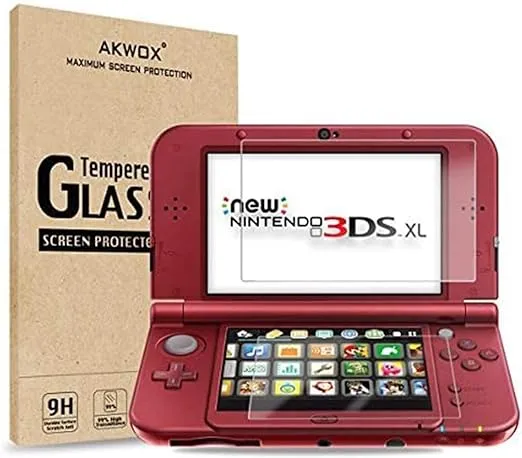 (2 in 1) Tempered Glass Screen Protector + HD Clear Crystal PET Screen Protective Filter Compatible with 3DS XL/New 3DS XL