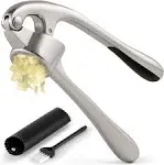 Zulay Kitchen Garlic Press and Peeler Set with Silicone Peeler & Brush