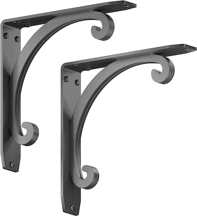 Starby Southern Charm Heavy Duty Steel Fireplace Mantel Brackets (2 Pack) - Black ...