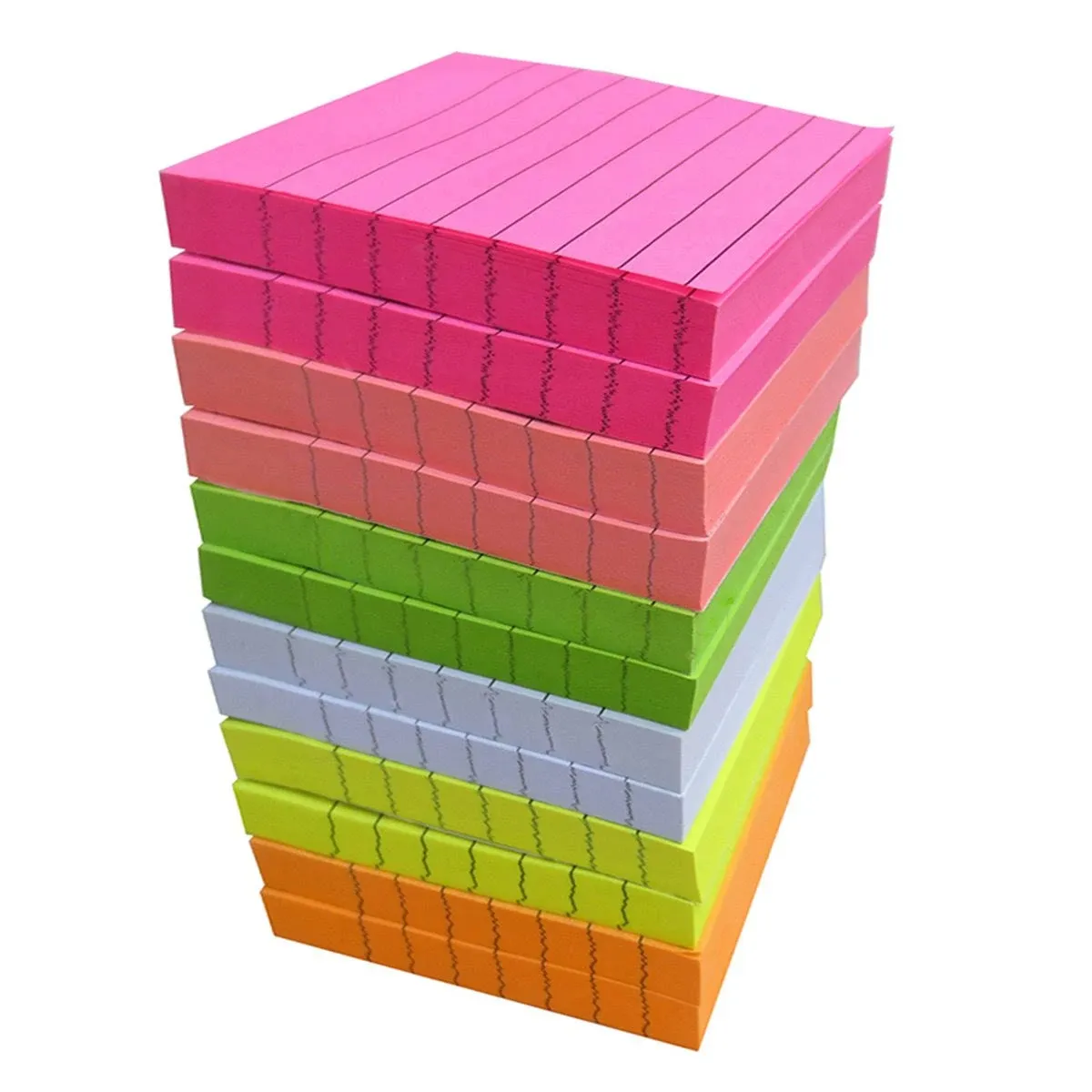 creatiburg sticky note pads 1200 sheets lined 3x3 inches office self-stick notes 12 pads, 6 bright colors easy post individua