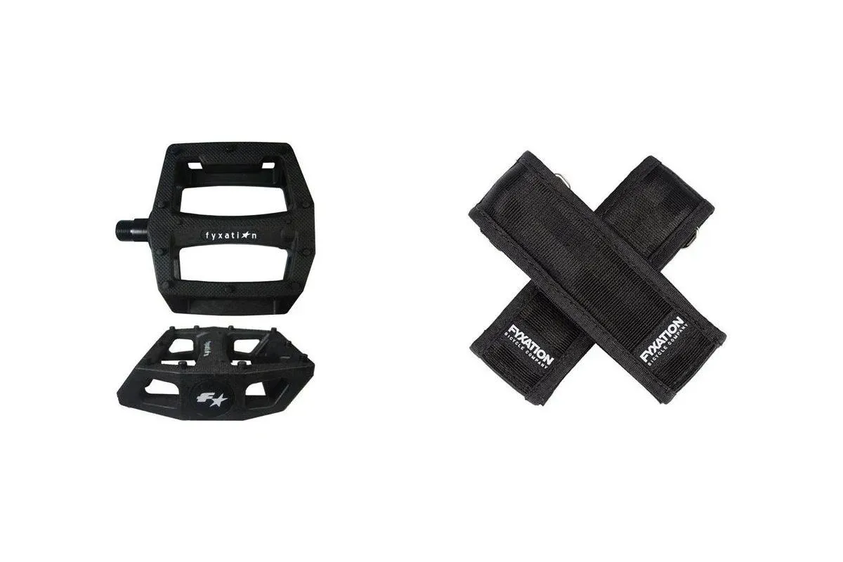 Fyxation Gates Pedal Strap Kit with Pink Pedal and Black Straps