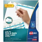 Print and Apply Index Maker Clear Label Dividers, Big Tab, 5-Tab, White Tabs, 11 x 8.5, White, 5 Sets