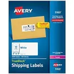 Avery 5163 Laser Printers TrueBlock Shipping Labels 1,200 Labels, 2&#034; X 4&#034; White