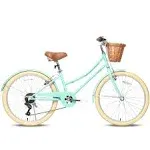 Glerc 24" Girls Cruiser Bike 6-Speed Cruiser Women's Hybird Bicycle Fo