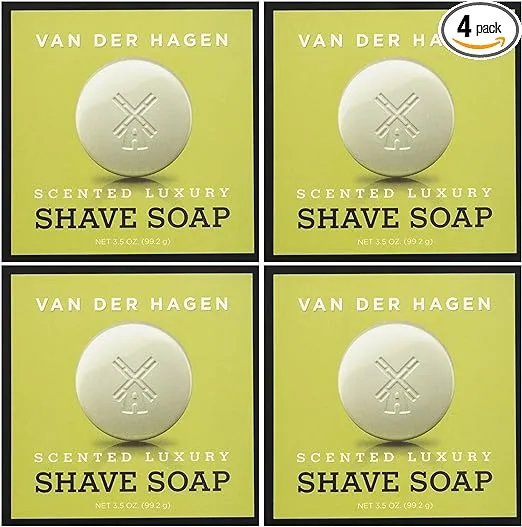 Van Der Hagen Men's Luxury Scented Shave Soap, 3.5 Ounce (Pack of 4)