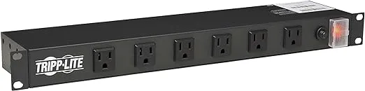 Tripp Lite 12-Outlet Rackmount PDU Power Strip, Six Front & Six Rear Facing Outlets, 15A, 120V, 15ft Cord with Right-Angle Plug, Horizontal 1U Rack Mount, Lifetime Manufacturer's Warranty (RS1215-RA)