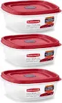 Rubbermaid Easy Find Lid Square 5-Cup Food Storage Container (Pack of 3), Red 