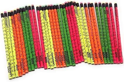 Pencils etc. Musgrave Pencil, Sign Language Pencils, Number 2Hb, Box of 36, Colors Yellow, Orange, Green, Pink