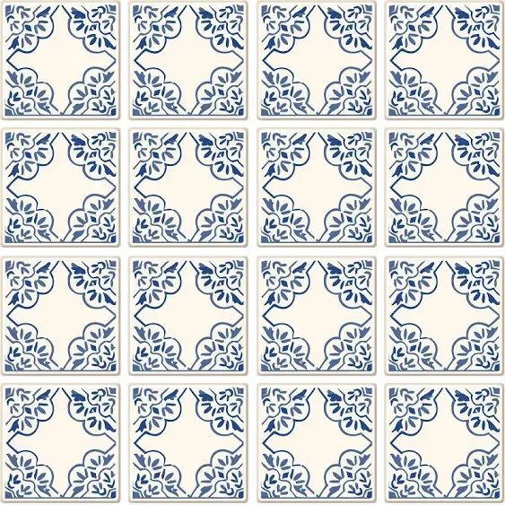 Spanish Portuguese Azulejo Style Peel and Stick Backsplash Tile Stickers Set of 16 pcs(5.9_21)