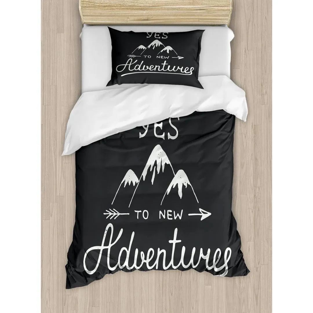 Adventure Duvet Cover Set, Say Yes to New Adventures Typographic Quote with ...