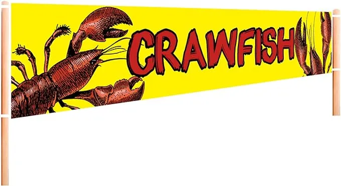 Large Crawfish Sign Banner | Yellow Crawfish Sign for Restaurant | Crawfish P...