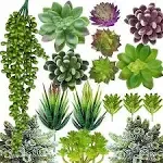 Artificial Succulent Plants - 16 Pcs Set Faux Succulents Unpotted Fake Succulent Plants, Green