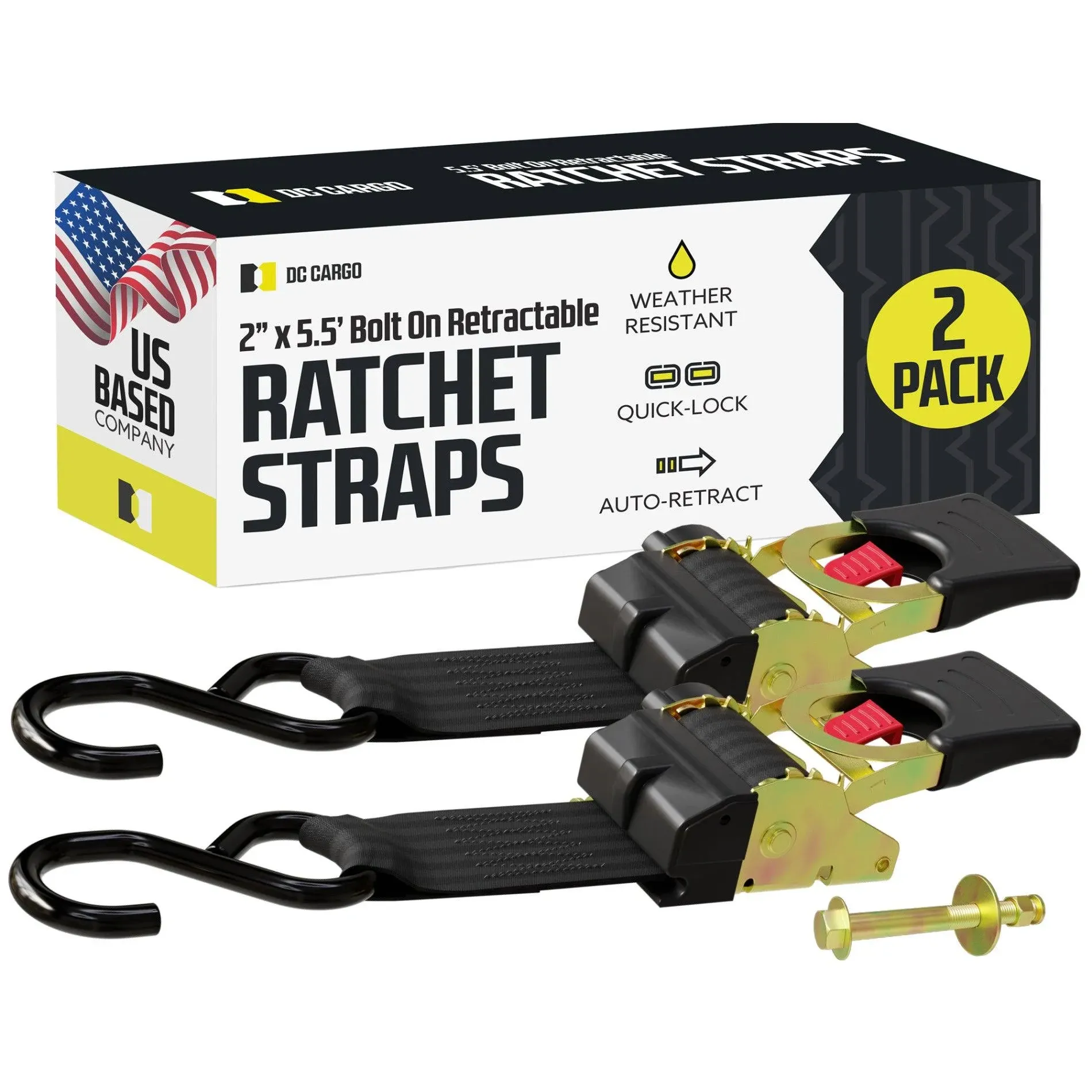 DC Cargo Bolt-On Auto-Retract Ratchet Straps