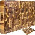 XL Acacia End Grain Wood Cutting Board 20x15x1.5in Acacia Wooden Cutting Boar...