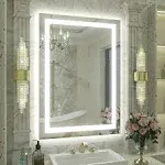 96 in. W x 36 in. H Large Rectangular Frameless Double LED Lights Anti-Fog Wall Bathroom Vanity Mirror in Tempered Glass