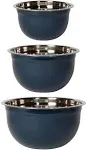 Matte Coated Steel Mixing Bowls, Ink, 5 qt, 3 qt, 1.5qt, Set of 3