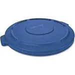 Round Flat Top Lid for 32 Gal Round Brute Containers, Blue | Rubbermaid