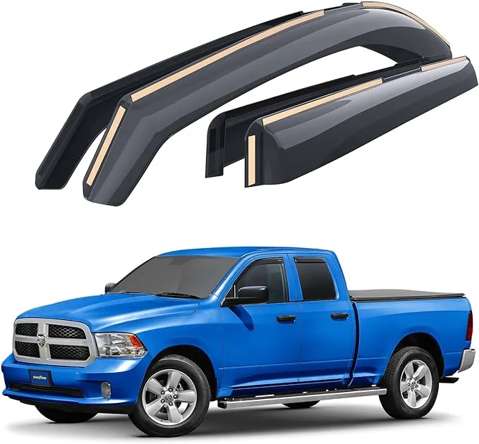 Side Window Deflectors Rain Guards for Trucks Dodge RAM 09-18 Quad Cab  | eBay