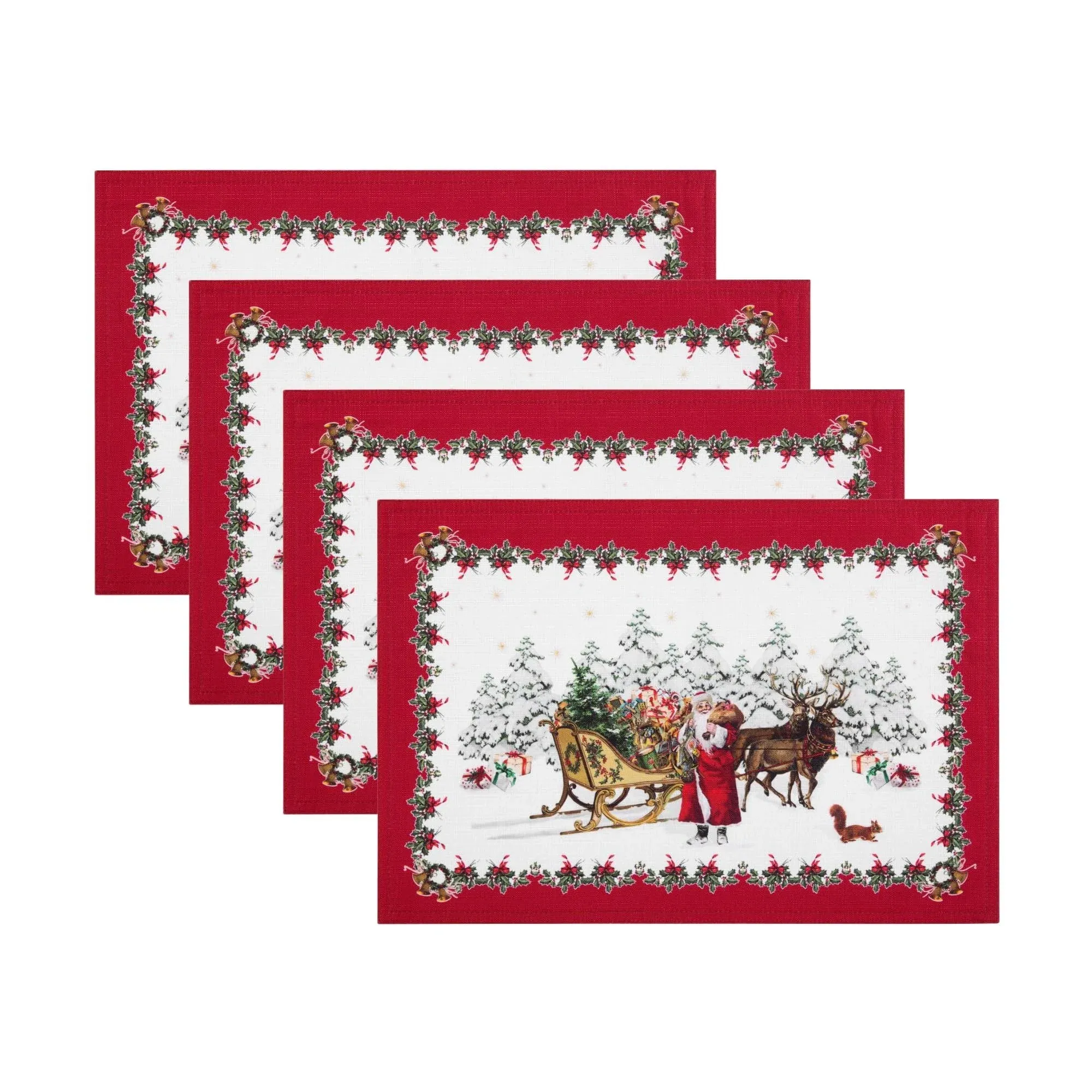 Elrene Home Fashions Villeroy & Boch Elrene Home Fashions Toy's Fantasy Holiday Engineered Placemats, Set of 4, 13"x19", Multi