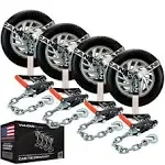 VULCAN Car Tie Down with Chain Anchors - Lasso Style - 2 Inch x 96 Inch - 4 Pack - Silver Series - 3,300 Pound Safe Working Load