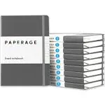 PAPERAGE Lined Journal Notebooks, 10 Pack (Dark Grey), 160 Pages, Hardcover, Gray