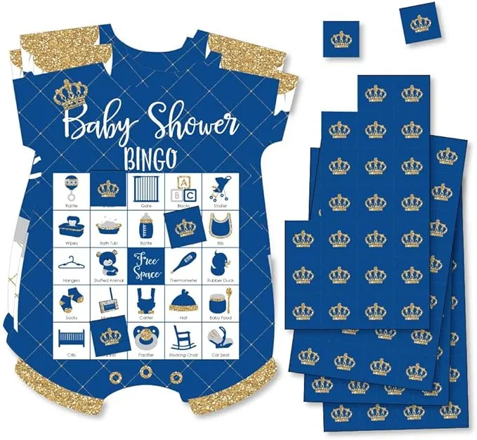 Royal Prince Charming - Bingo Cards & Markers - Baby Shower Bingo Game - 18 Ct