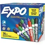 EXPO Low Odor Dry Erase Markers, Chisel Tip, Assorted, 36 Count