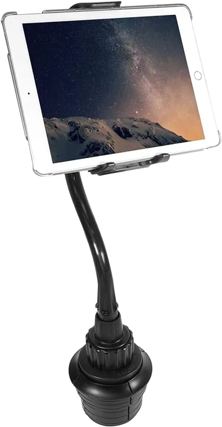 Cup Holder Tablet Mount, Macally iPad Cup Holder Car Mount - 12" Flexible Gooseneck iPad Car Mount - Tablet Holder for Truck, Car, and Vehicle - iPad Stand for Car - For Pro / Air / Mini, Smartphones