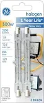 GE 97673 300-Watt 5950-Lumen Specialty T2.5 Halogen Light Bulb, Clear, 2-Pack