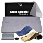 Bathroom Stone Mat Quick Dry (6-Piece) – Quick Dry Stone Bath mat with 1X Soft Diatomaceous Earth Bath Mat & 2X Stone Dish – Non-Slip Stone Shower Mat (23.5" x 15.5") Grey