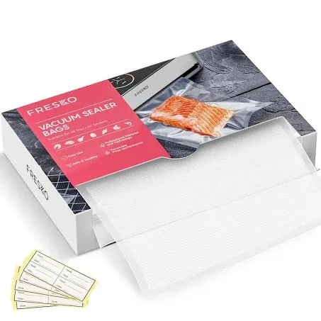 FRESKO 8"x12" Food Vacuum Sealer Bags, 120Pcs PreCut Bags for Food Vacuum Storage, Vacuum Seal Food Sealer Bags with BPA Free and Heavy Duty, Great for Sous Vide Bag Meal Prep